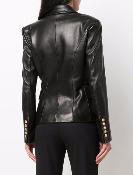 balmain leather jacket womens