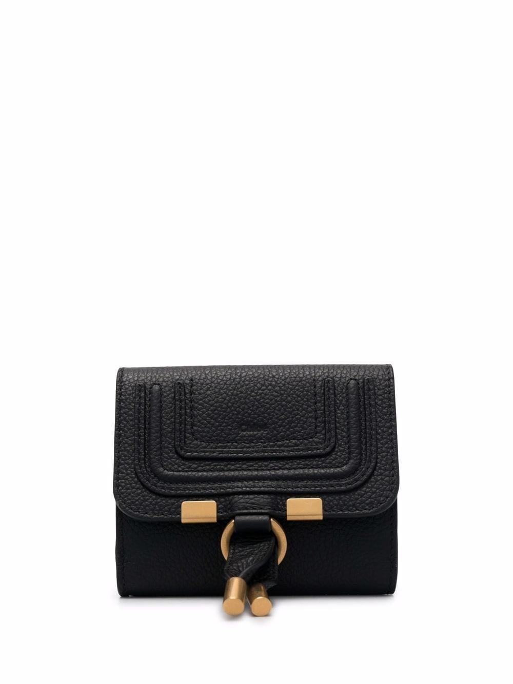 Marcie Square Leather Wallet In Nero