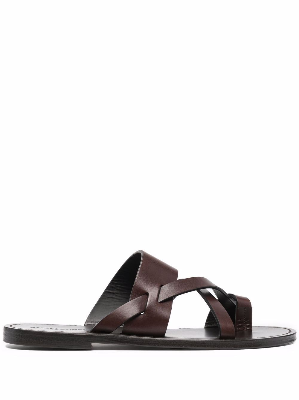Saint Laurent Brown Culver Flat Mules In Nero