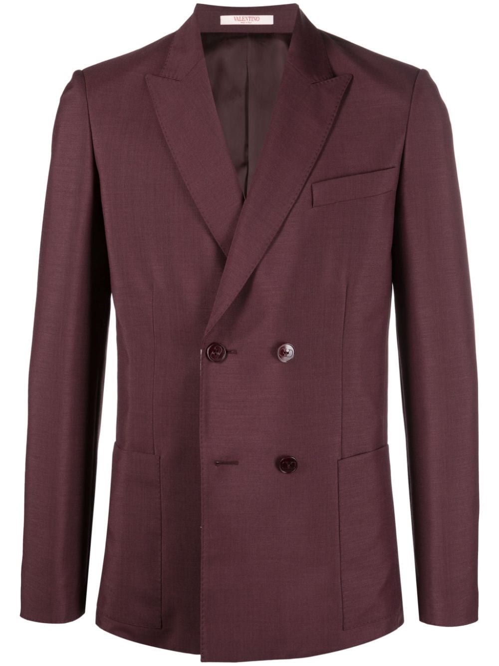 Valentino Double-breast Jacket In Marrone