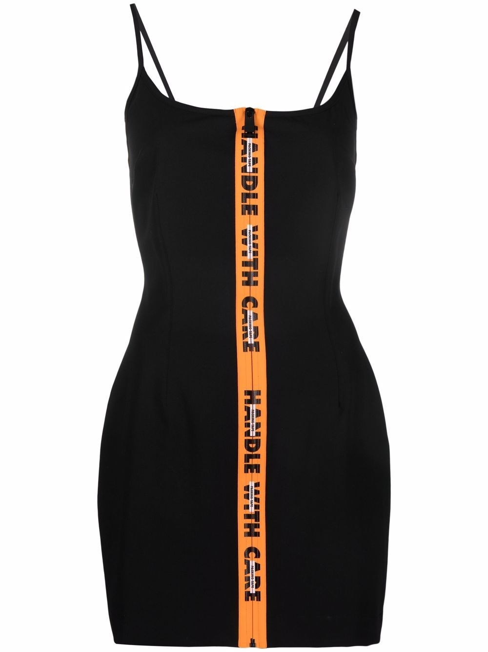 Heron Preston Zip-front Sleeveless Mini Dress In Nero