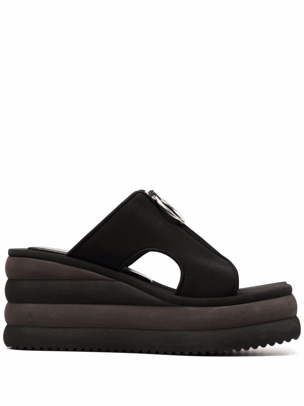 Stella Mccartney Stretch Scuba Zip Slide Sandals In Nero