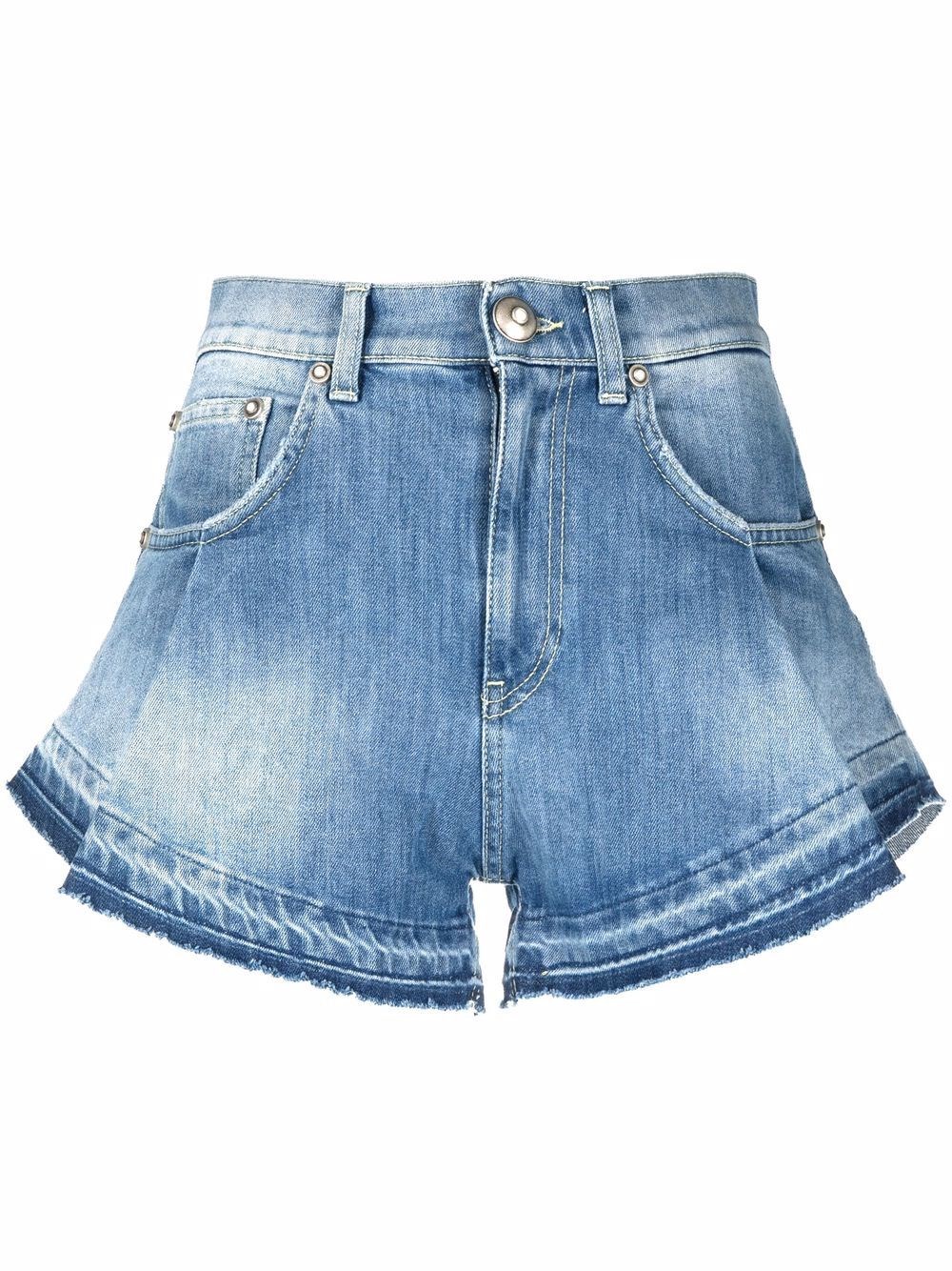 Dondup Flared Denim Shorts In Blu