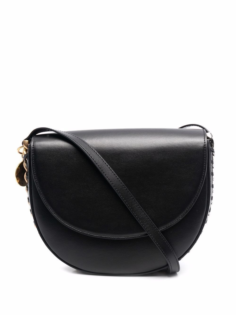 Stella Mccartney Shoulder Bag Featuring A Midi Frayme Flap In Nero