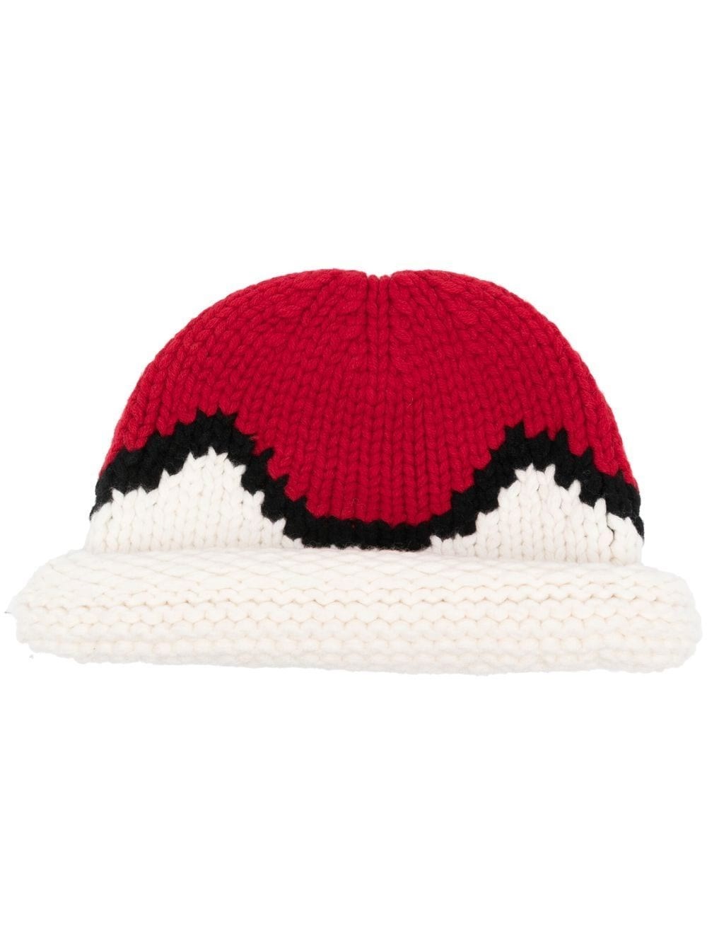 Kenzo Multicolor Graphic Wool Hat In Rosso