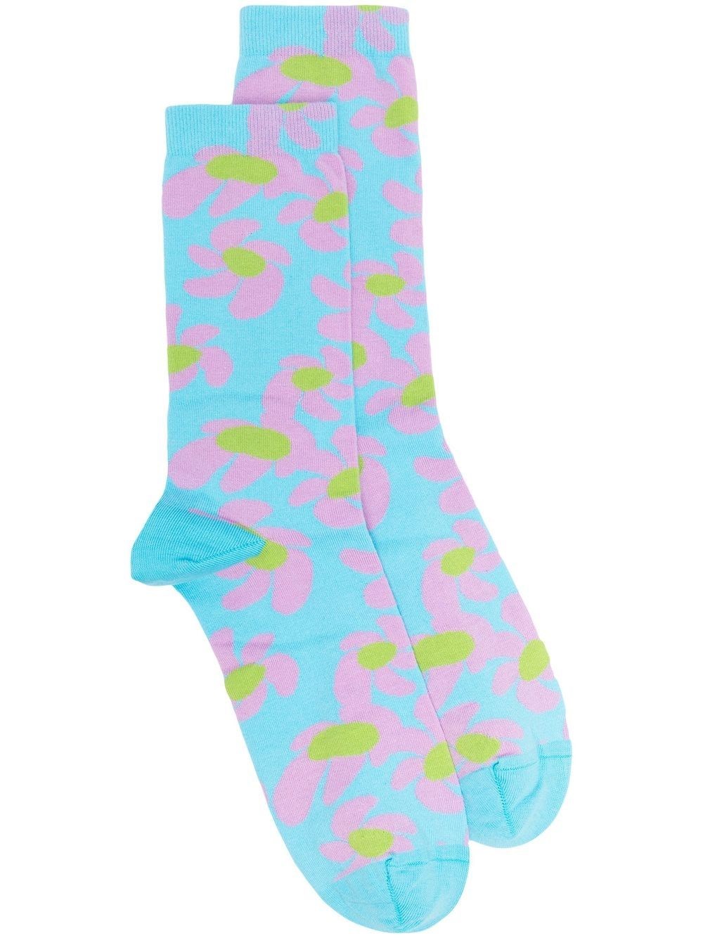 Jacquemus Blue Le Papier 'les Chaussettes Stampa' Socks In Multi