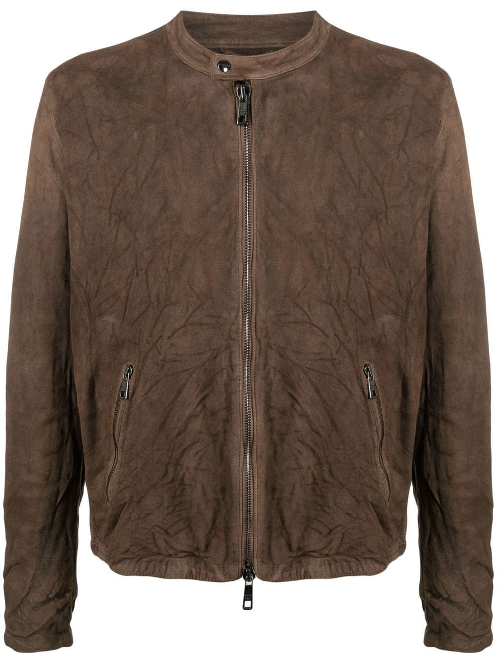 Giorgio Brato Crease-effect Leather Jacket In Marrone