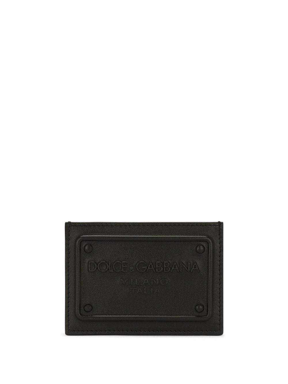 Dolce & Gabbana Logo Plate Card Holder In Nero