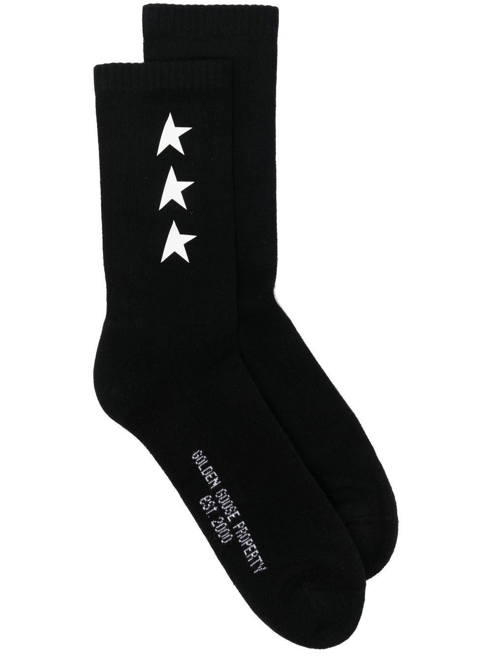 Golden Goose Ribbed Star-print Socks In Nero