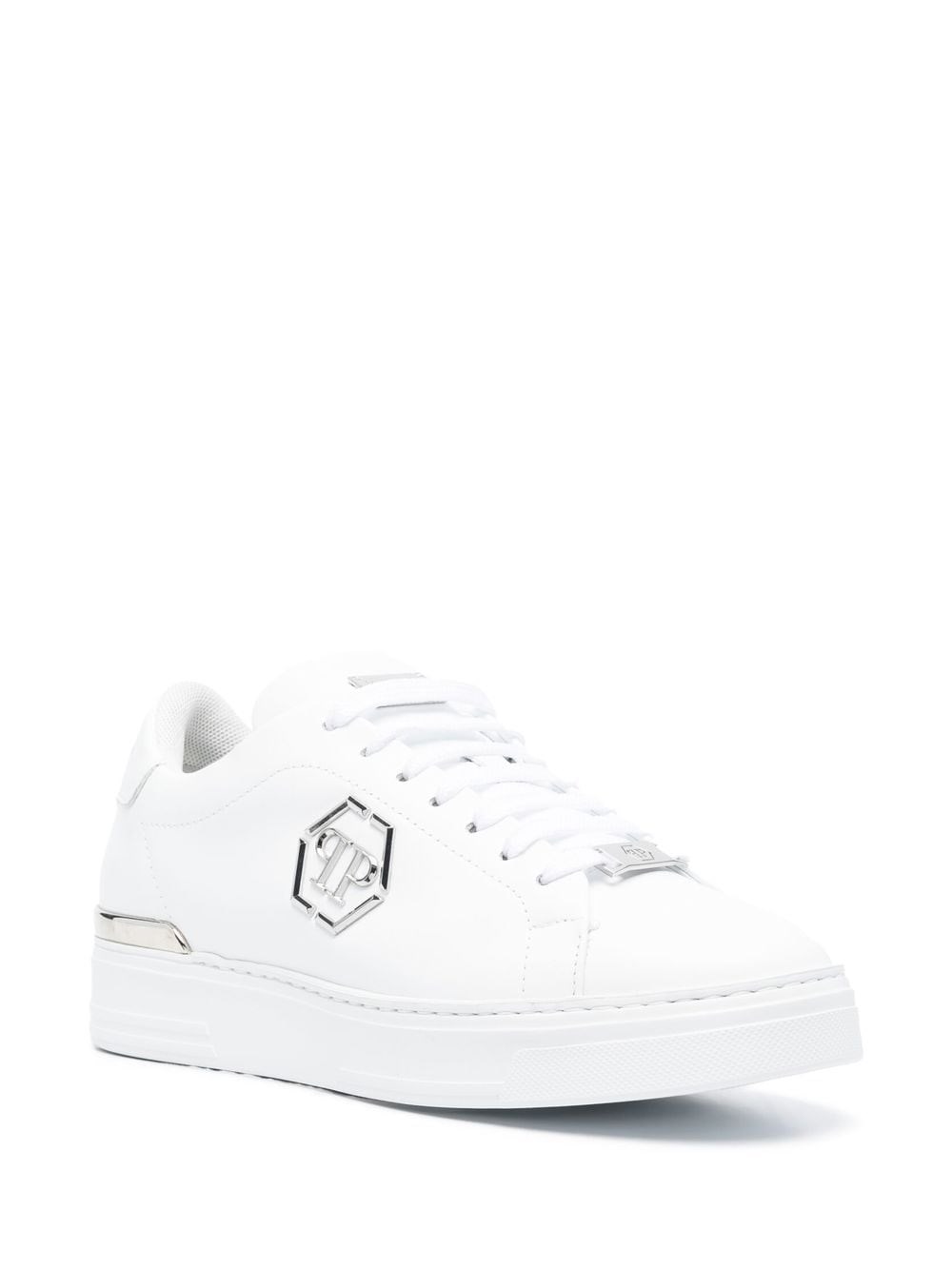 Shop Philipp Plein Sneakers Logo In Bianco