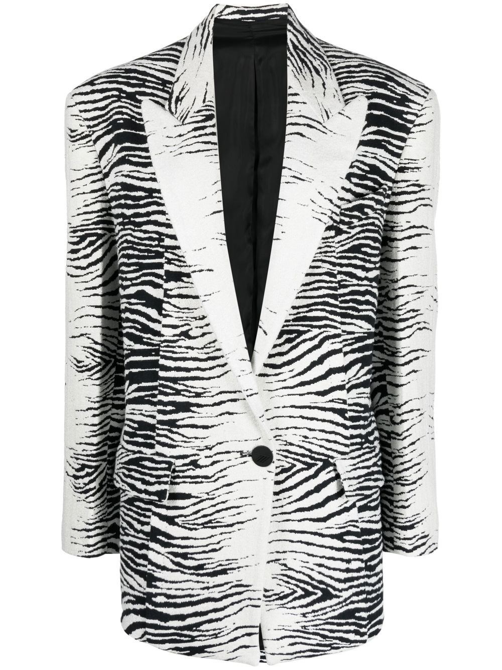 Attico Glen Single-breasted Animal-print Blazer In Multi