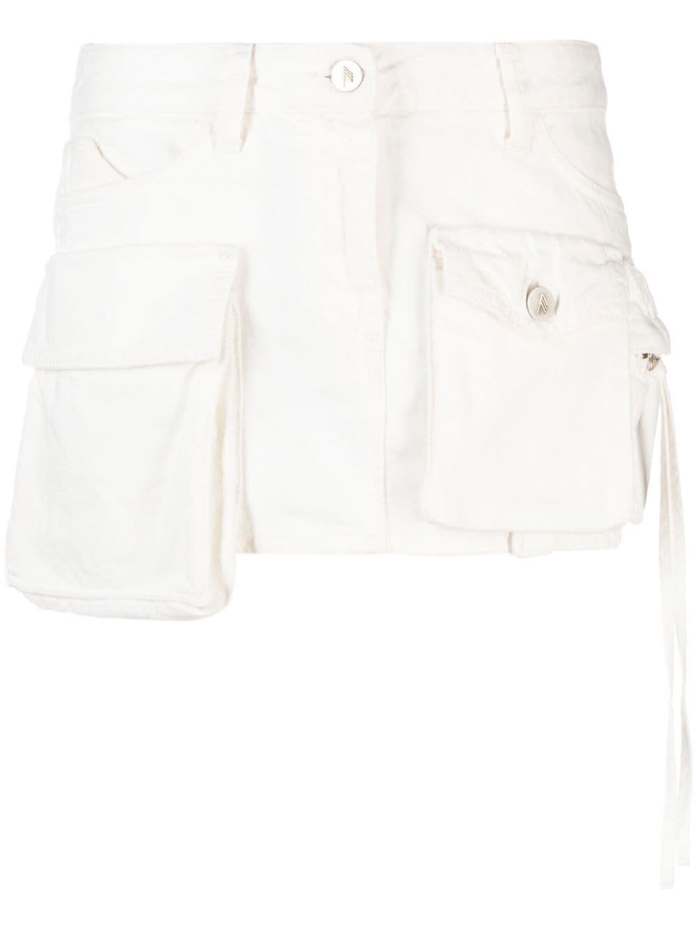 Shop Attico Cargo Jeans Miniskirt In Bianco
