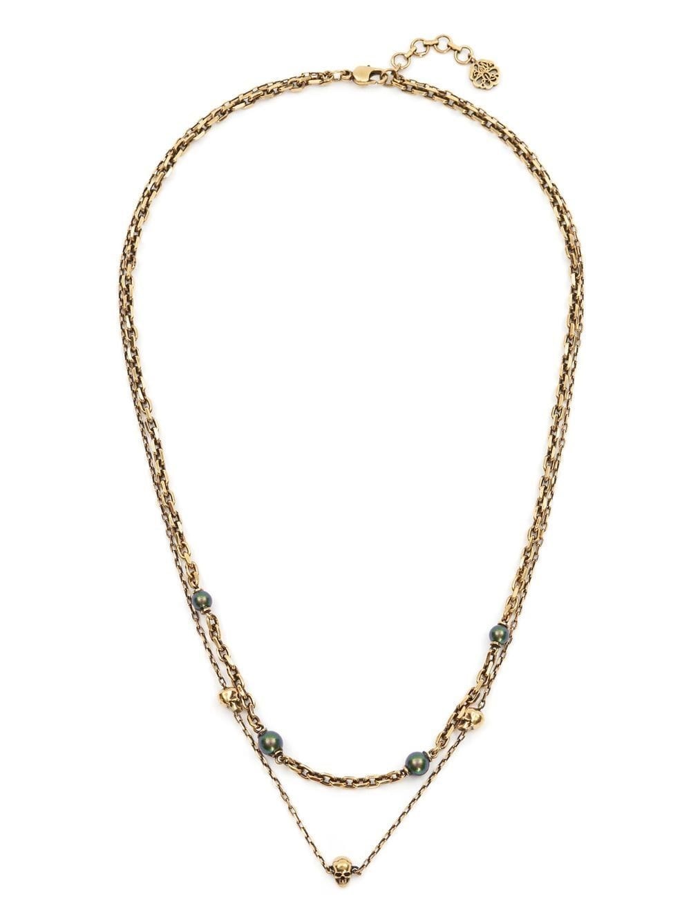 Alexander Mcqueen Skull-charm Layered Necklace In Oro