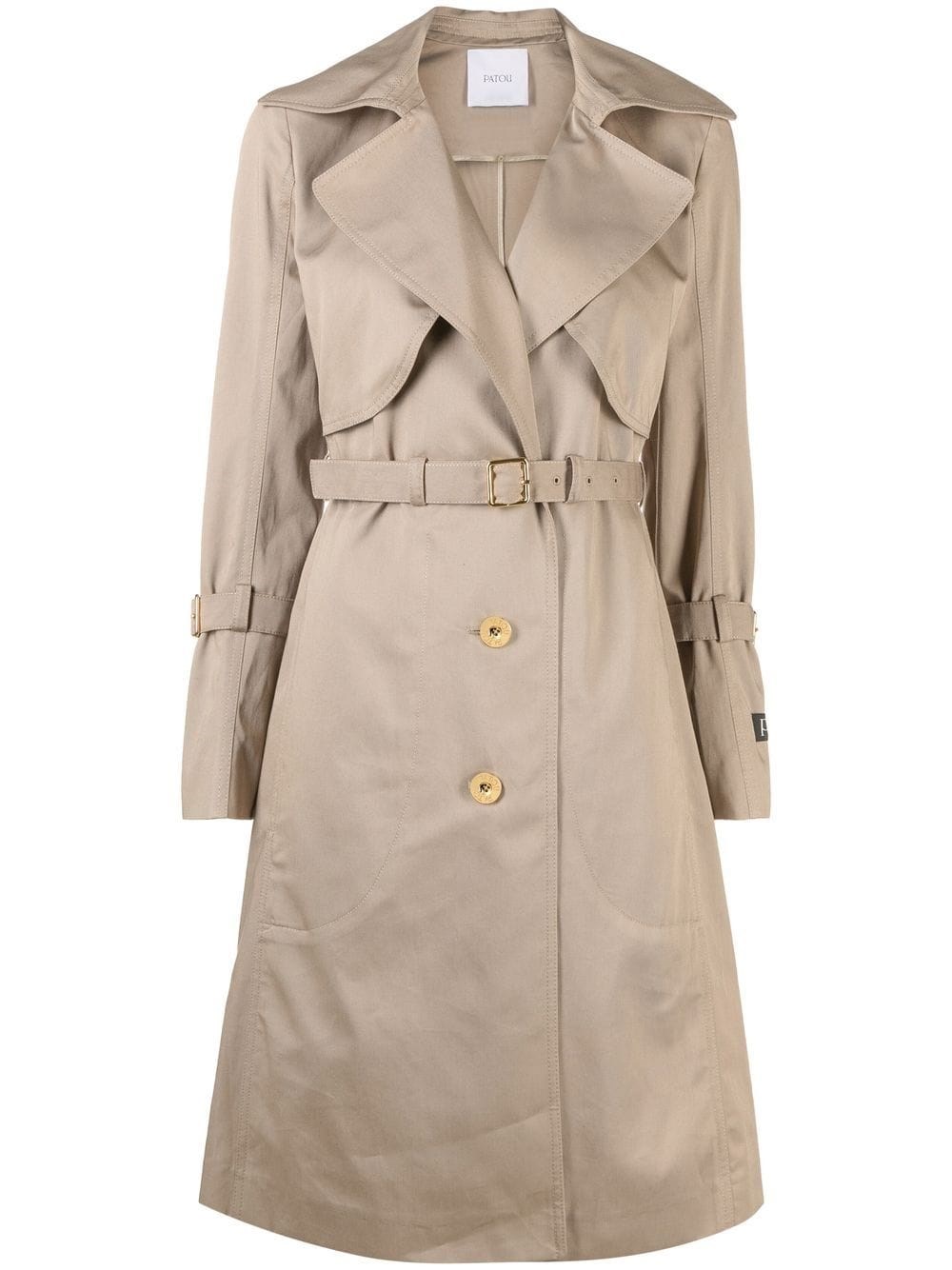Patou Knee-length Cotton Trench Coat In Neutro