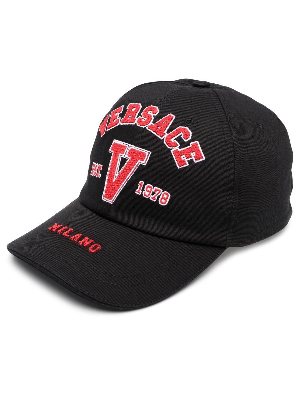 Shop Versace Logo Embroidery Hat In Nero