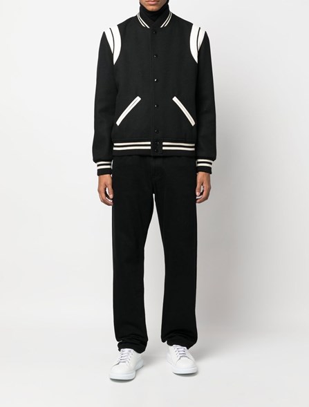 Buy SAINT LAURENT Black Teddy Jacket in Wool for MEN in Bahrain