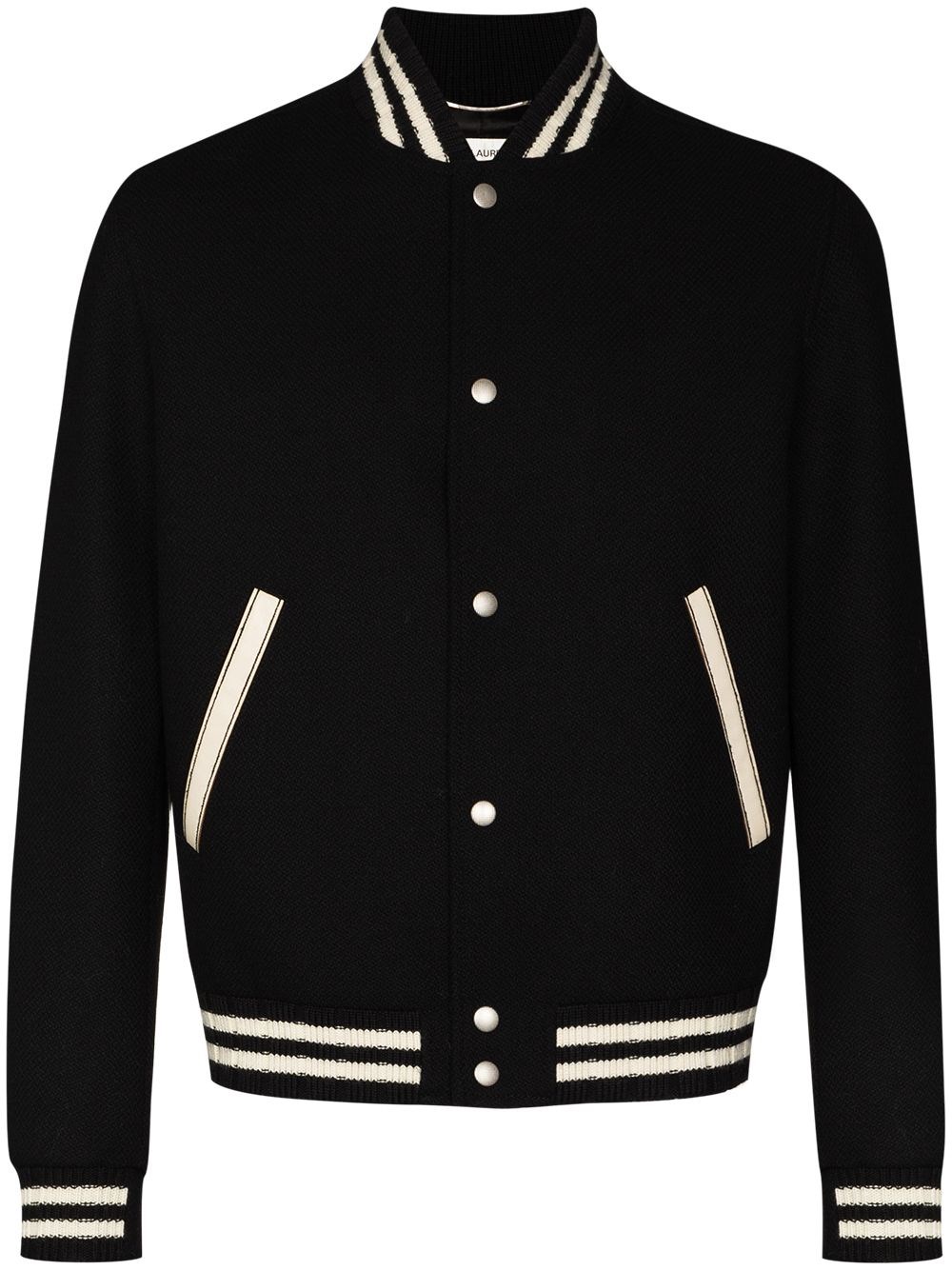 Saint Laurent `teddy` Varsity Jacket In Black