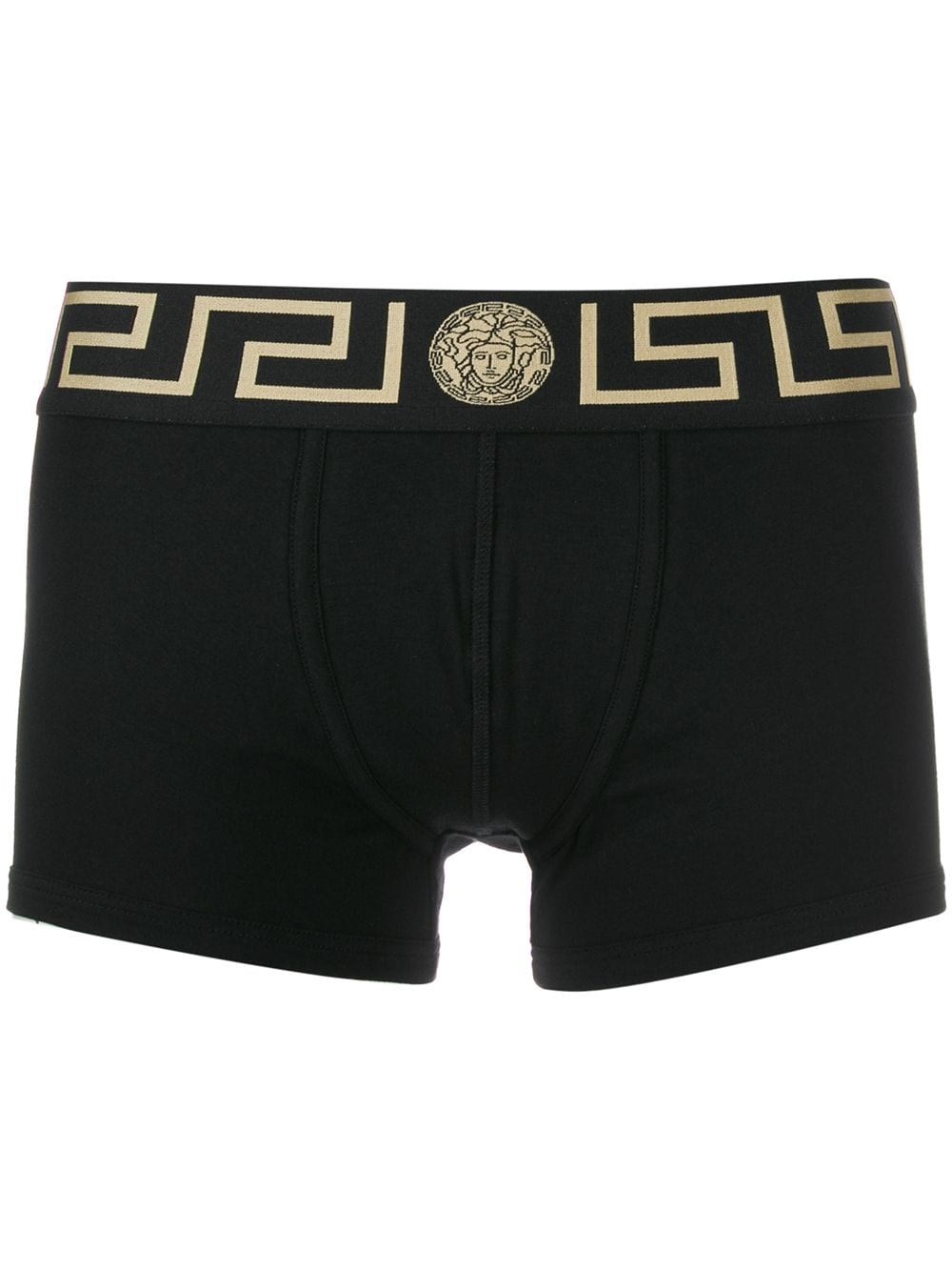 Versace Underwear Black and Red Greek Band Boxer Briefs Versace