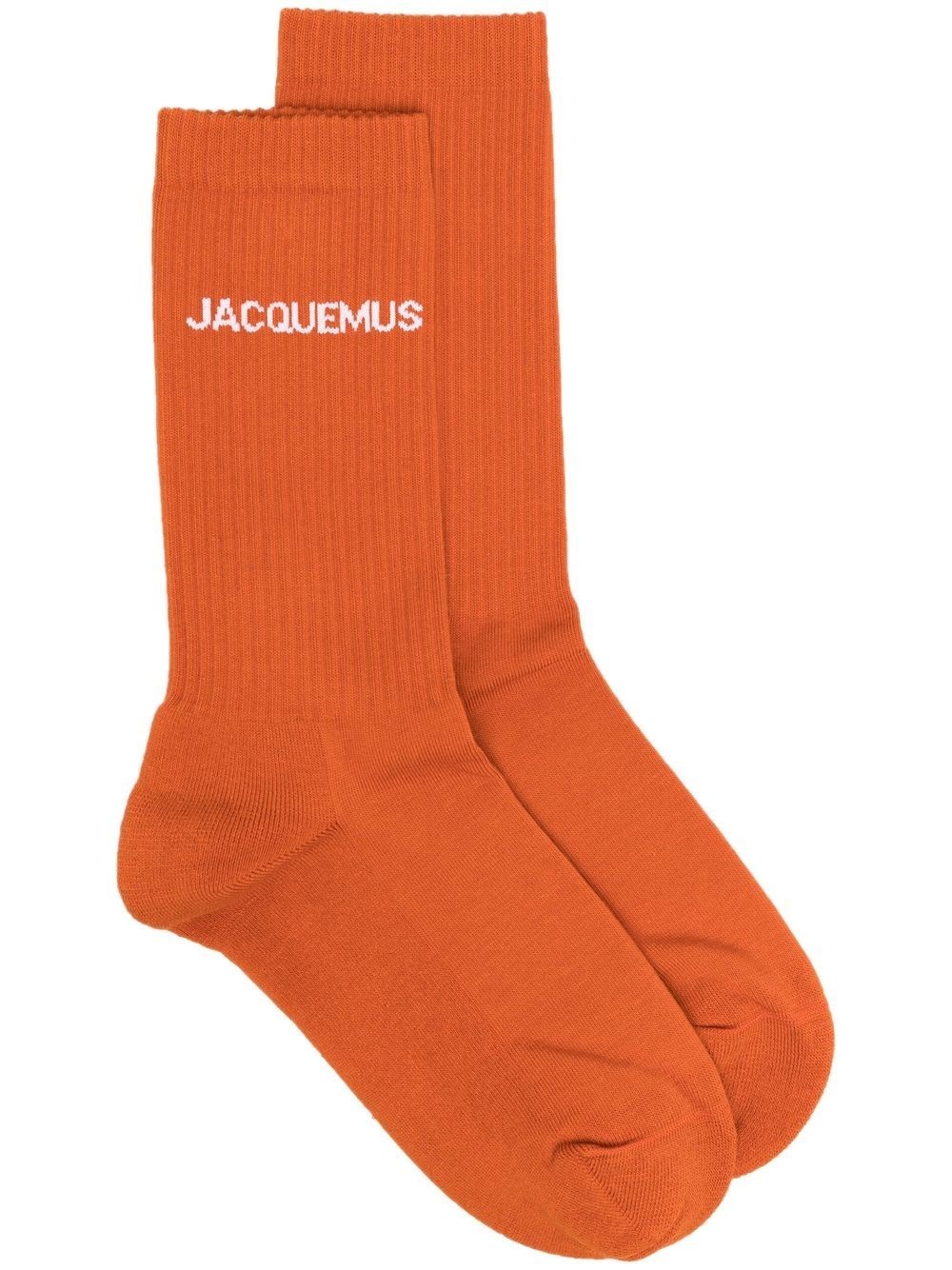 Jacquemus Logo Socks In Arancione