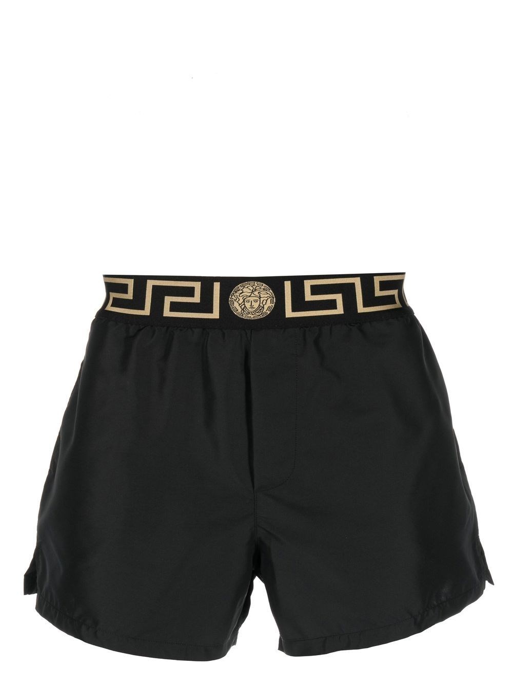 Versace Pantaloncini Da Mare Con Bordo Greca In Black | ModeSens