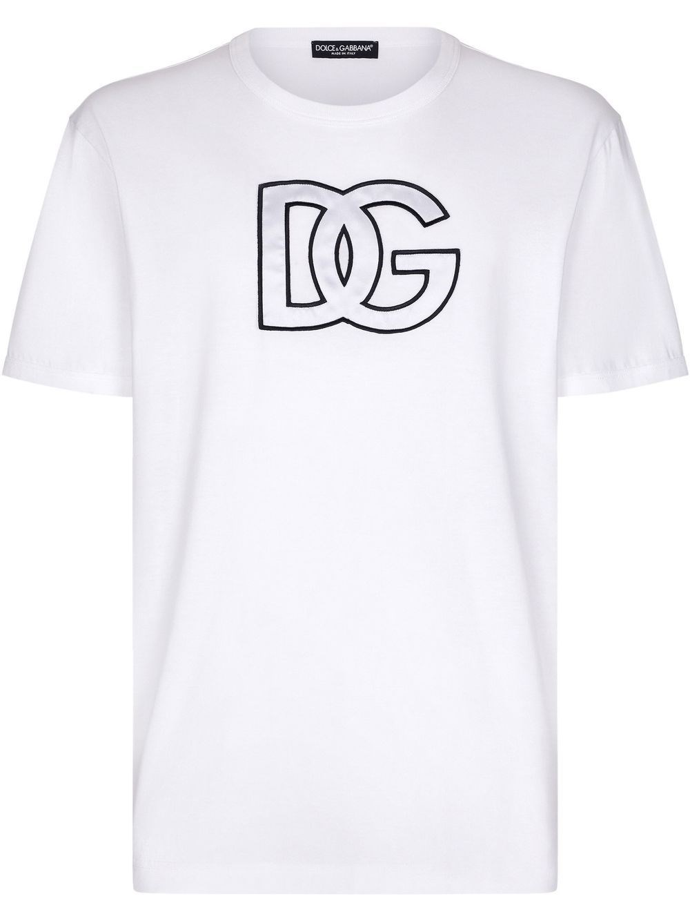 Dolce & Gabbana White T-shirt With Dg Logo Print In Optic White