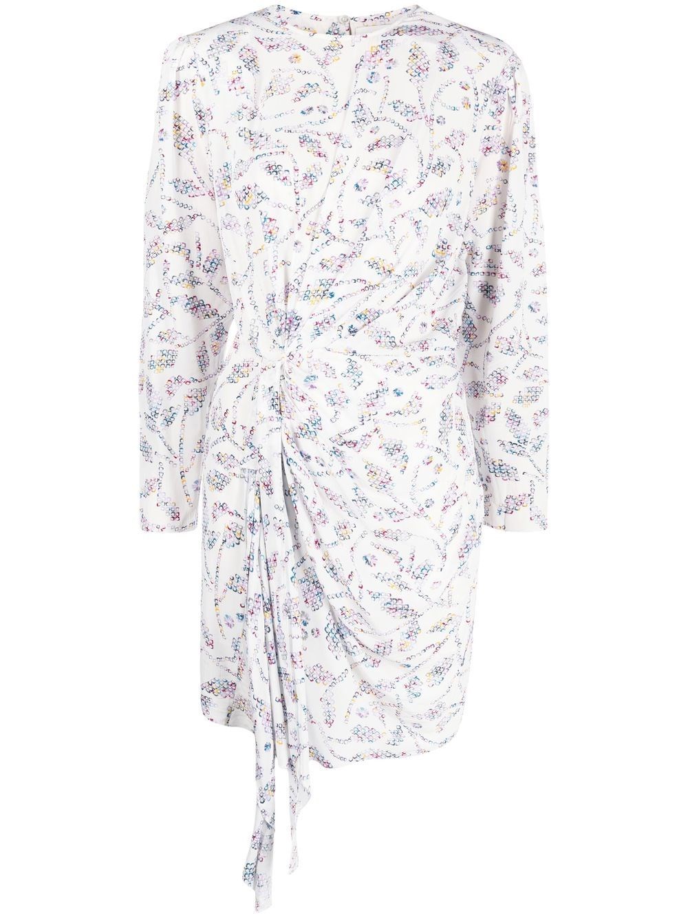 Isabel Marant Étoile Dulce Printed Long Sleeve Mini Dress In Neutro