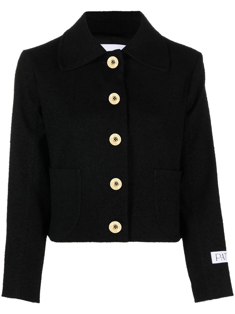Patou Crepe-trimmed Felt Jacket In Nero
