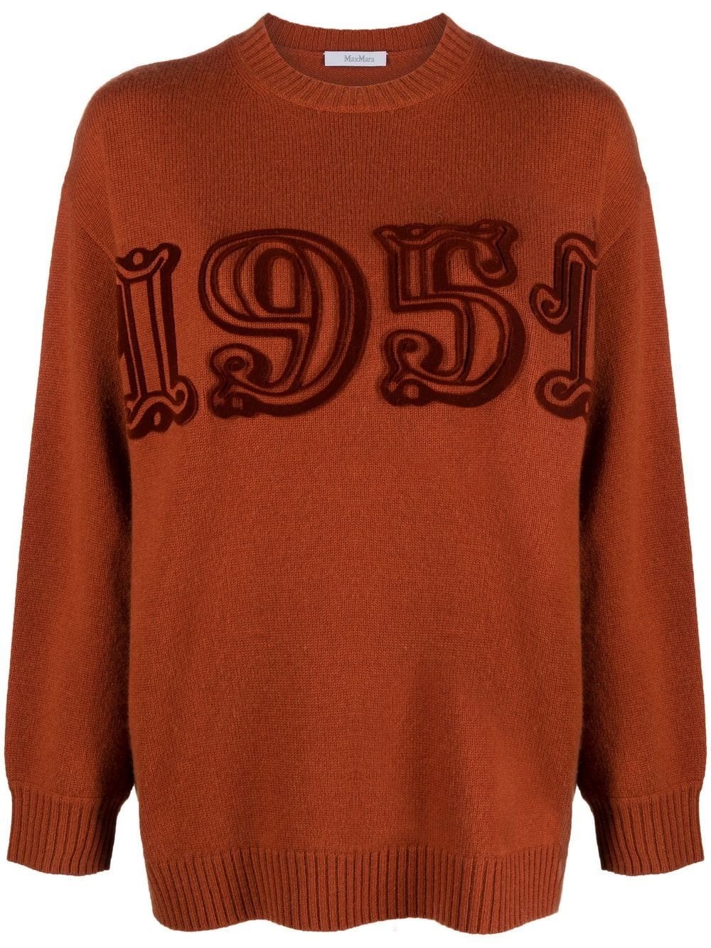 Max Mara Bard 1951 Flocked Wool Knit Sweater In Marrone