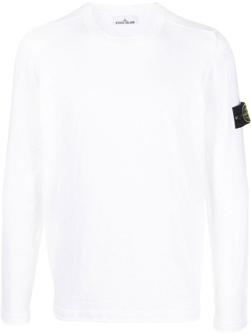 Stone Island Compass-patch Crewneck Jumper In Bianco