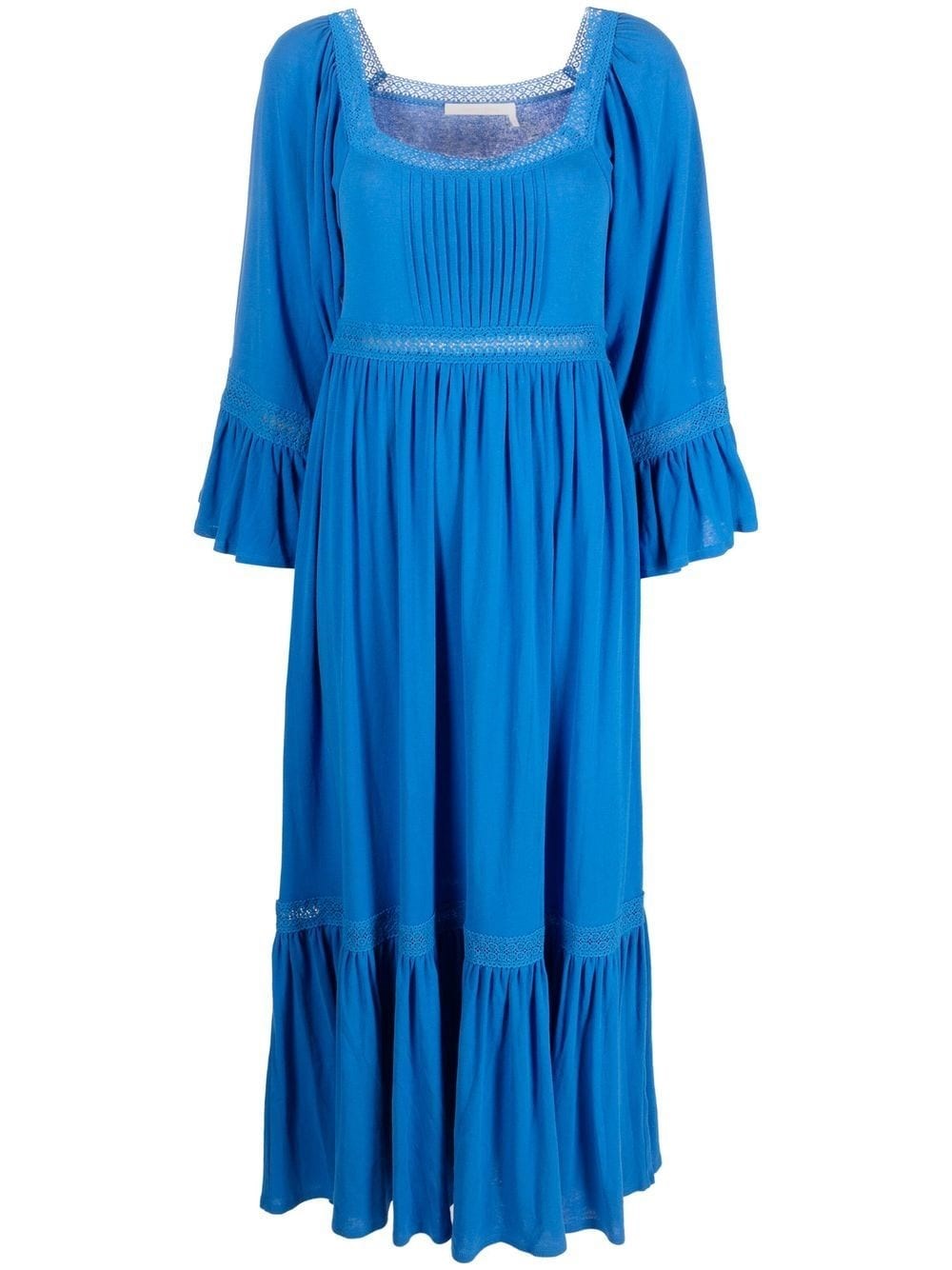 See By Chloé Embroidered Midi Dress In Blu