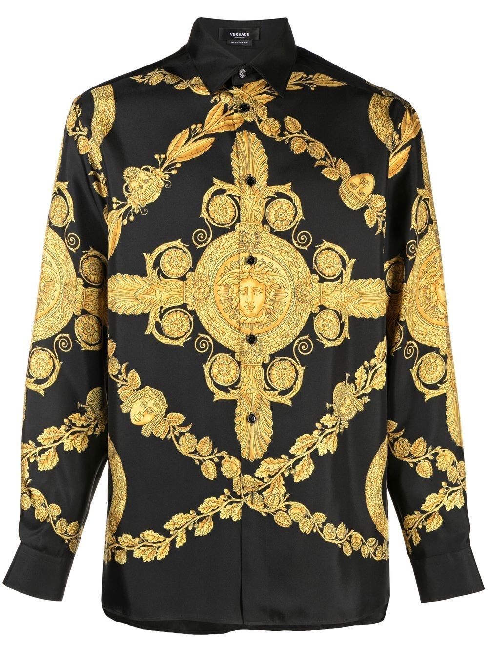 Versace Heritage In | Shirt Print ModeSens Nero Silk Twill
