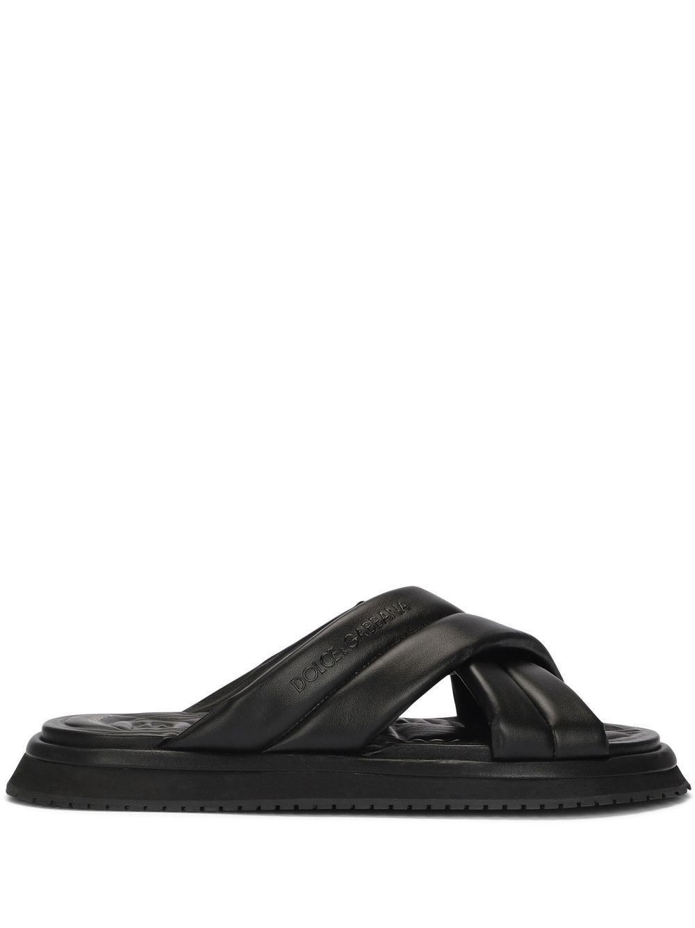 Dolce & Gabbana Men Nappa Effect Fabric Sandal In Black
