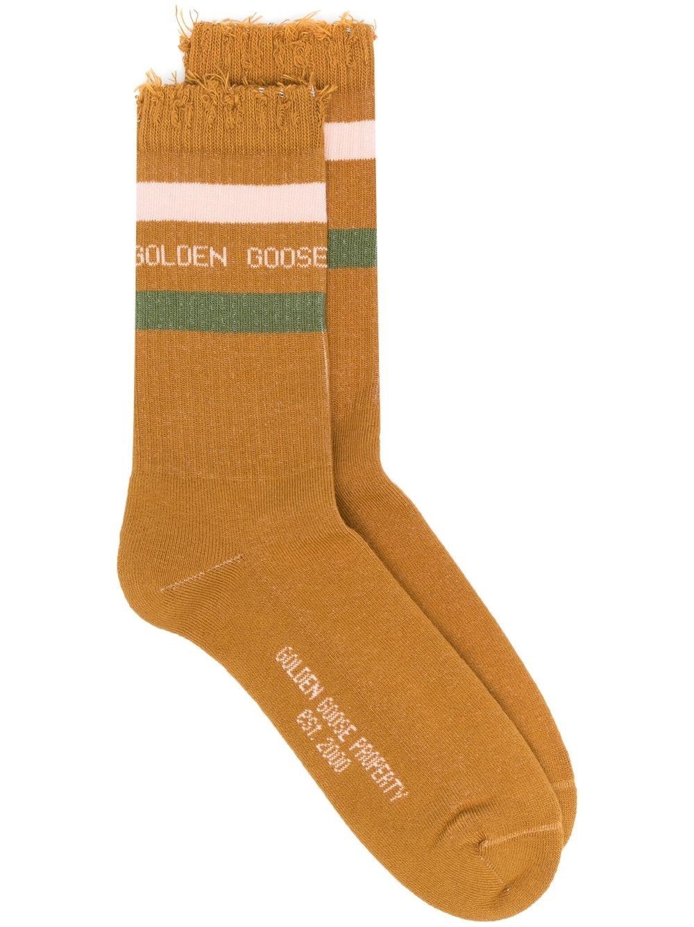 Golden Goose Logo Socks In Marrone