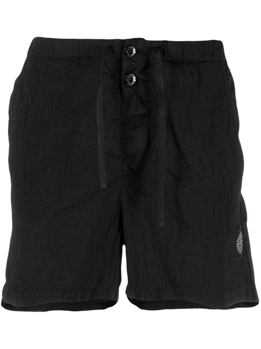 Stone Island Seaside Shorts With Logo 'des' In Black  