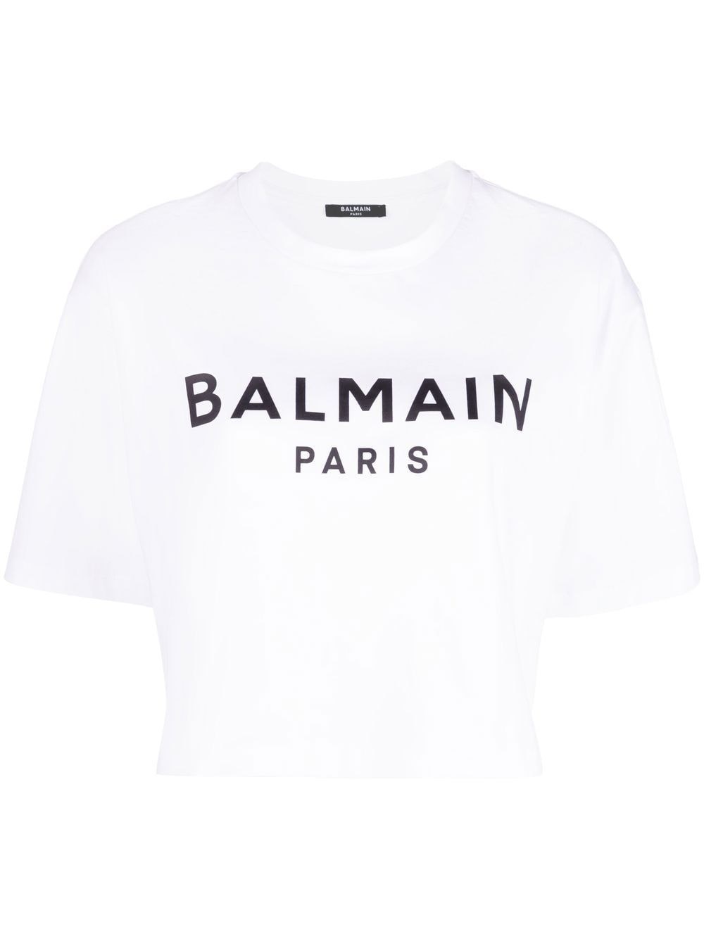 Shop Balmain Short Cotton T-shirt In White