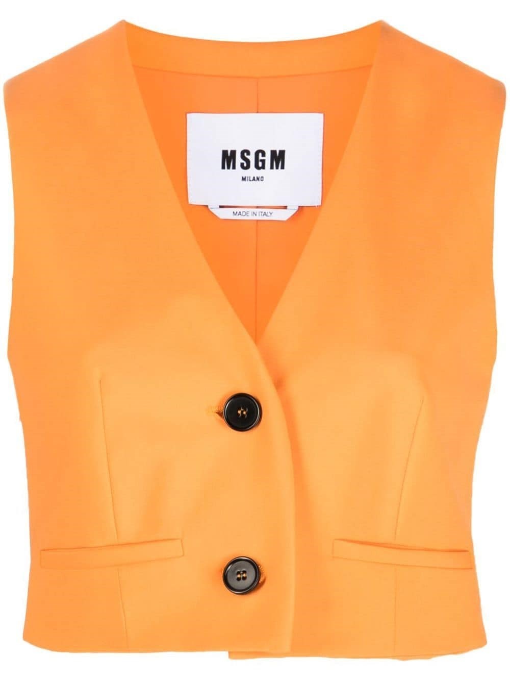 Msgm Stretch Wool Vest In Orange