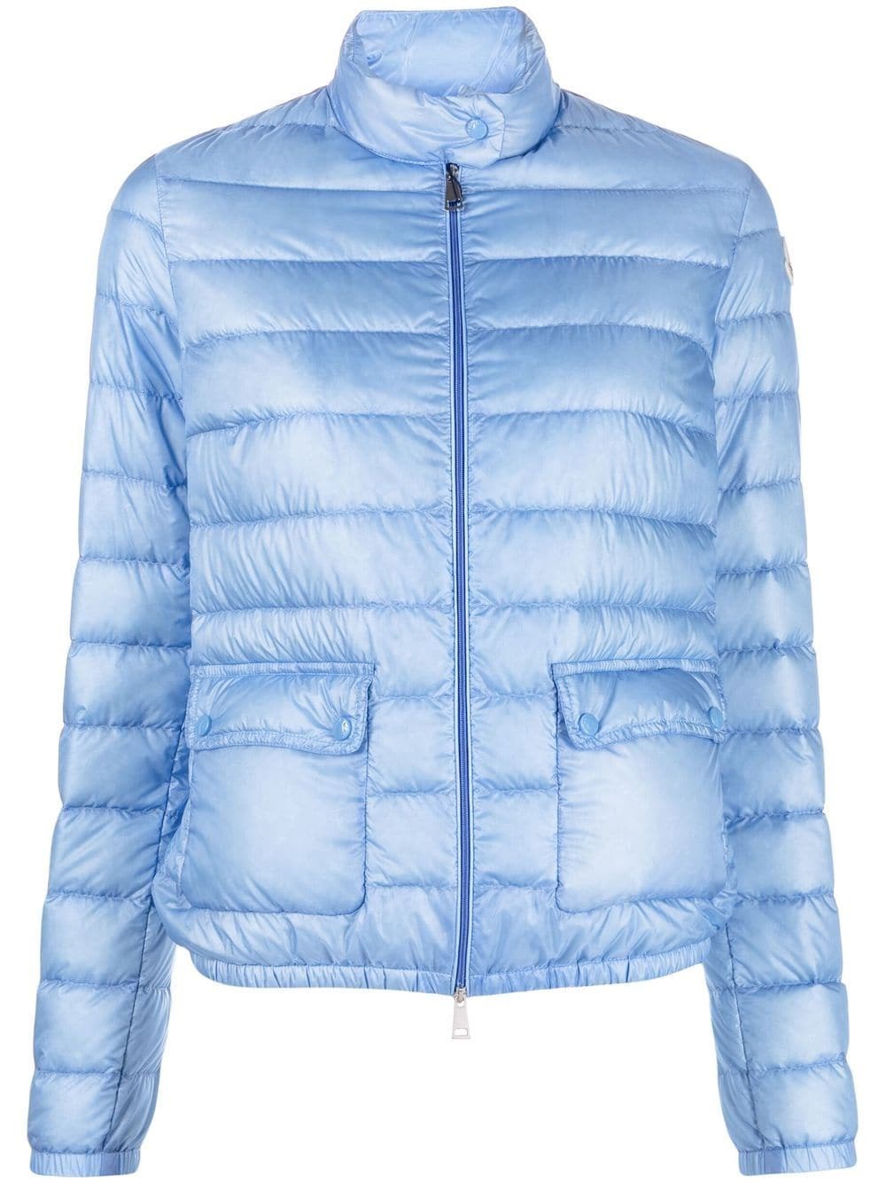 Moncler Lans Short Down Jacket In Blu