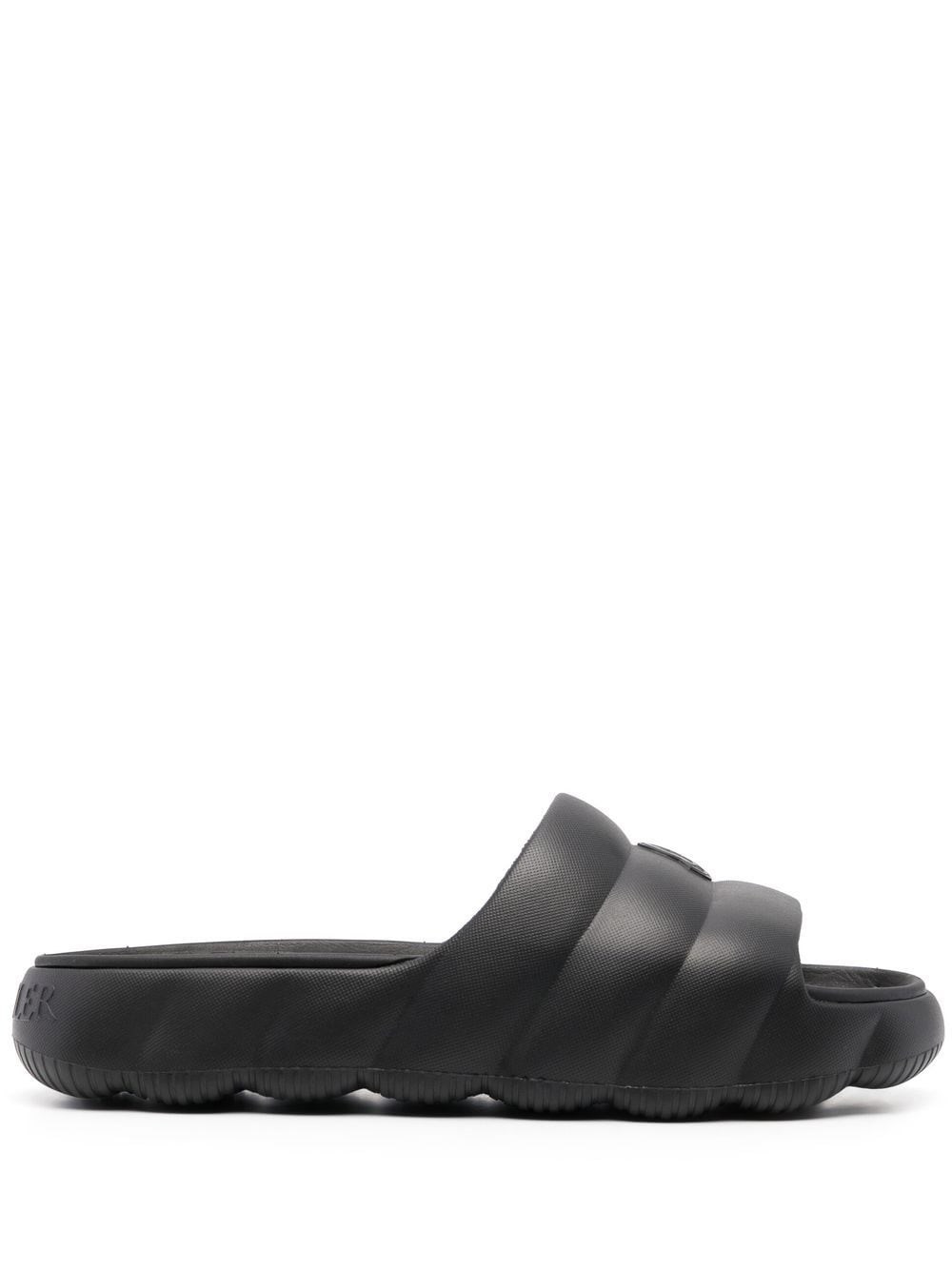 Moncler Lilo Rubber Slide Sandals In Black