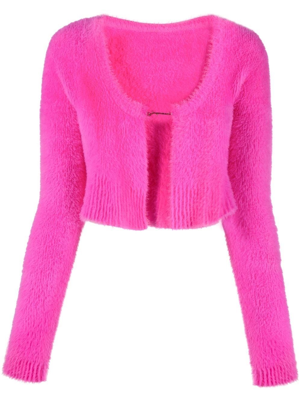 Shop Jacquemus Cropped Cardigan In Rosa