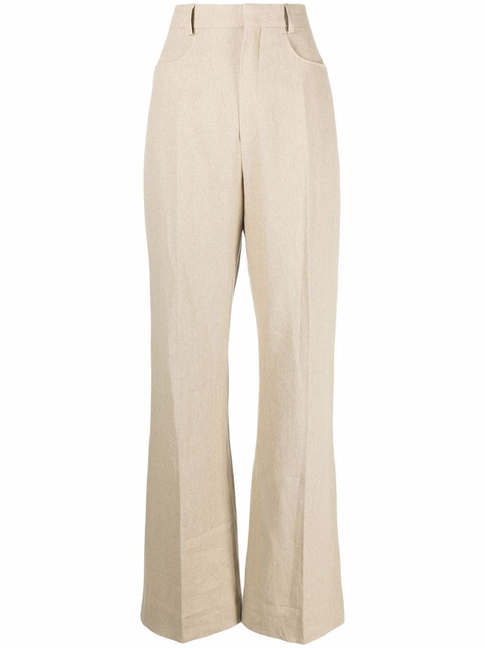 Jacquemus La Pant Textured Wide-leg High-rise Linen Trousers In Neutrals