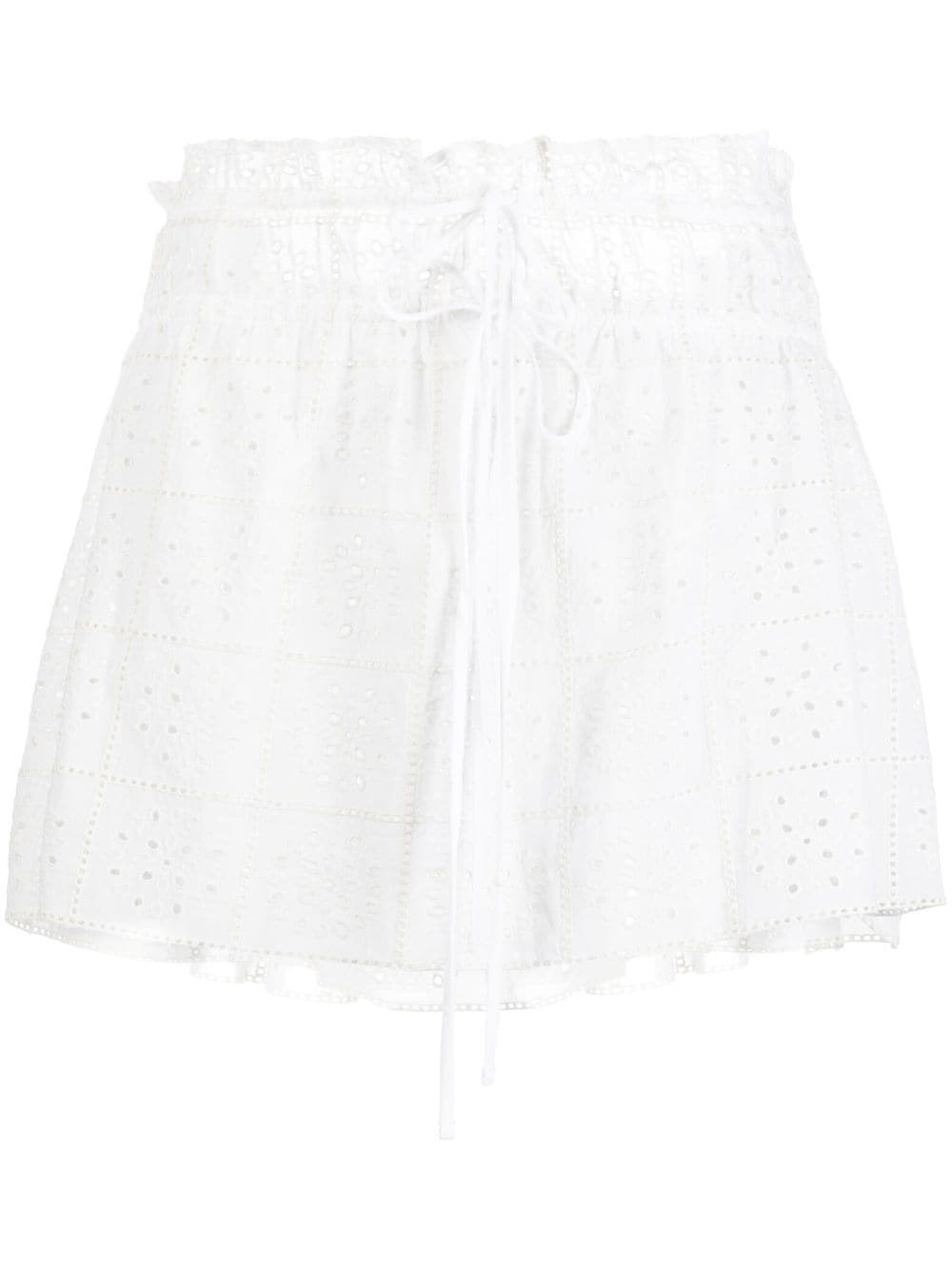 Ganni White Broderie Anglaise Mini Skirt In White