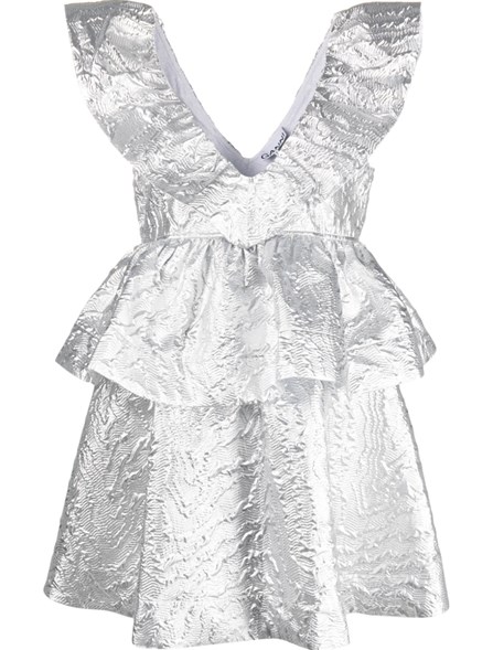 ganni silver sequin dress Ganni silver sequin embellished midi dress