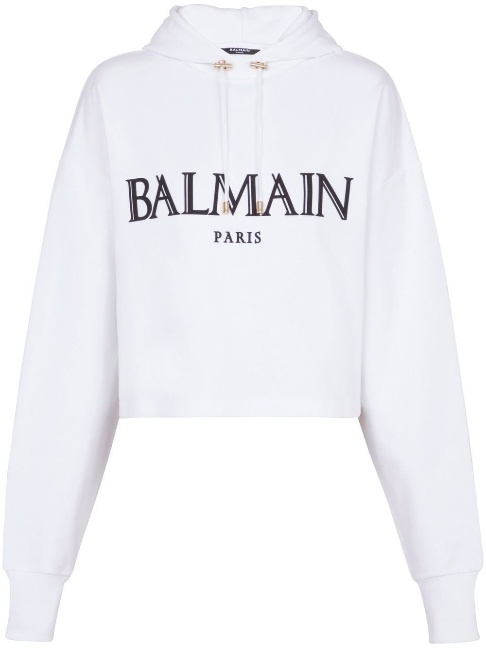 Shop Balmain Short Cotton Sweatshirt In White