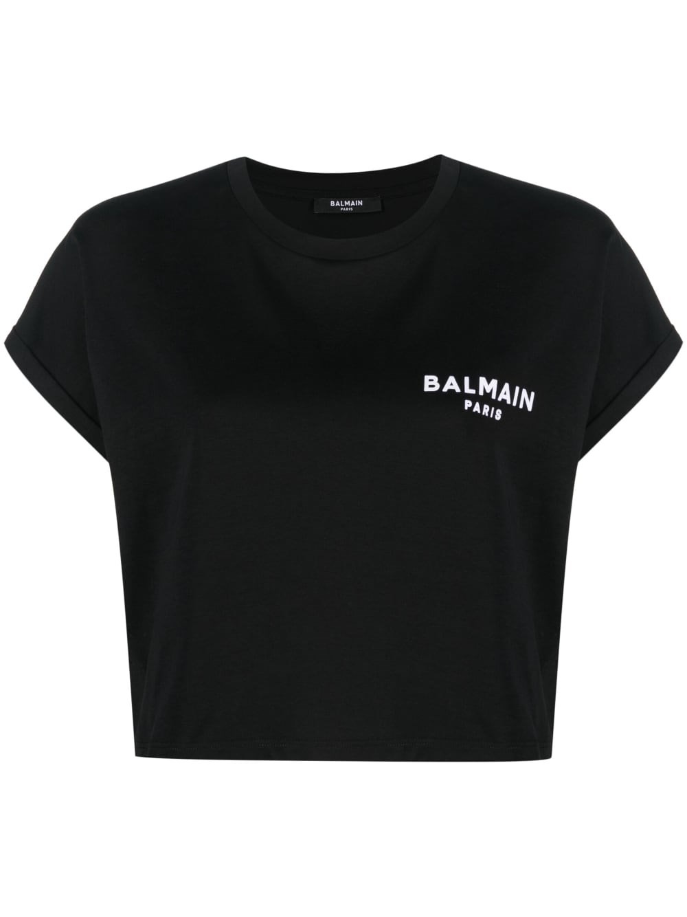 Shop Balmain Short Cotton T-shirt In Black  