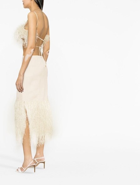 JACQUEMUS - Abito midi con frange in raffia