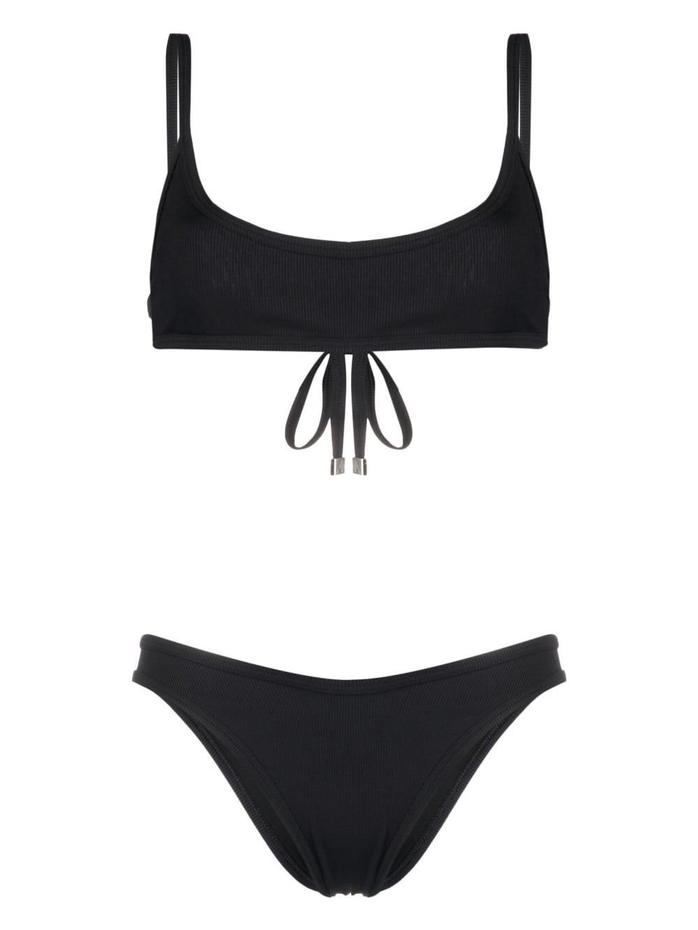Attico Fine-ribbed Bikini Set In Black  