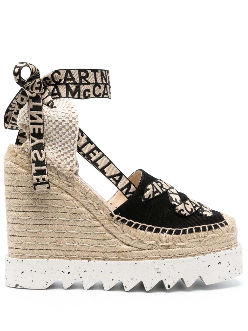 Stella Mccartney Black Gaia Canvas Espadrilles In Neutral