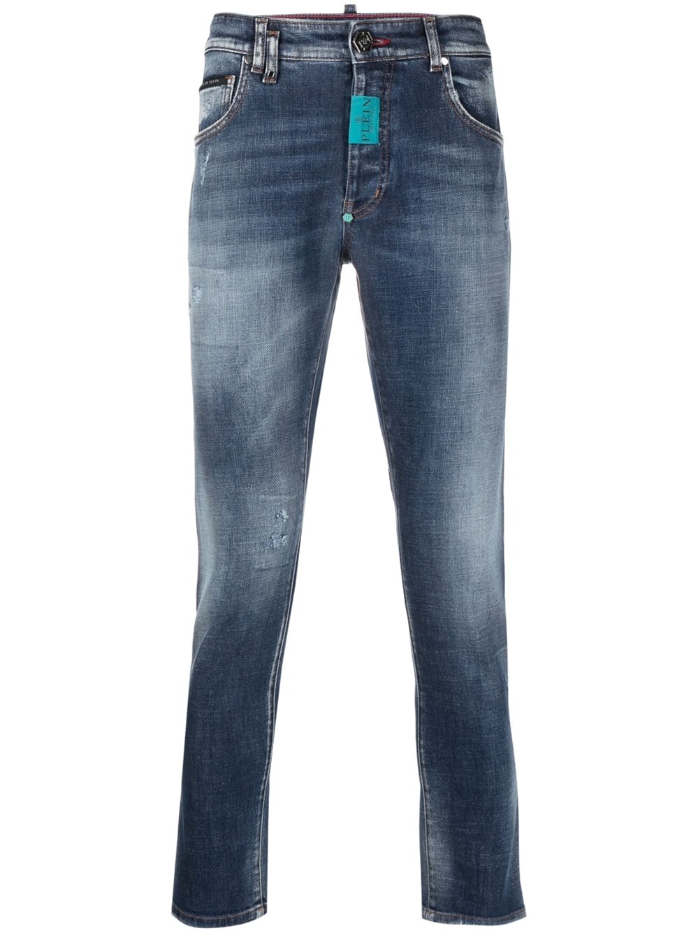Philipp Plein Logo-patch Straight-leg Jeans In Blue