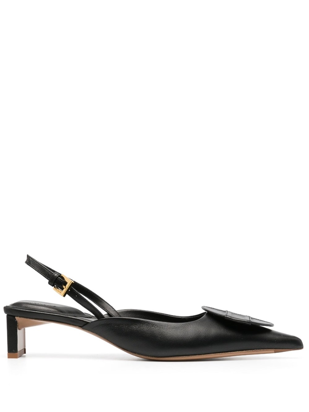 Jacquemus Pointed Toe Pumps With Geometric Embellishments In Black  