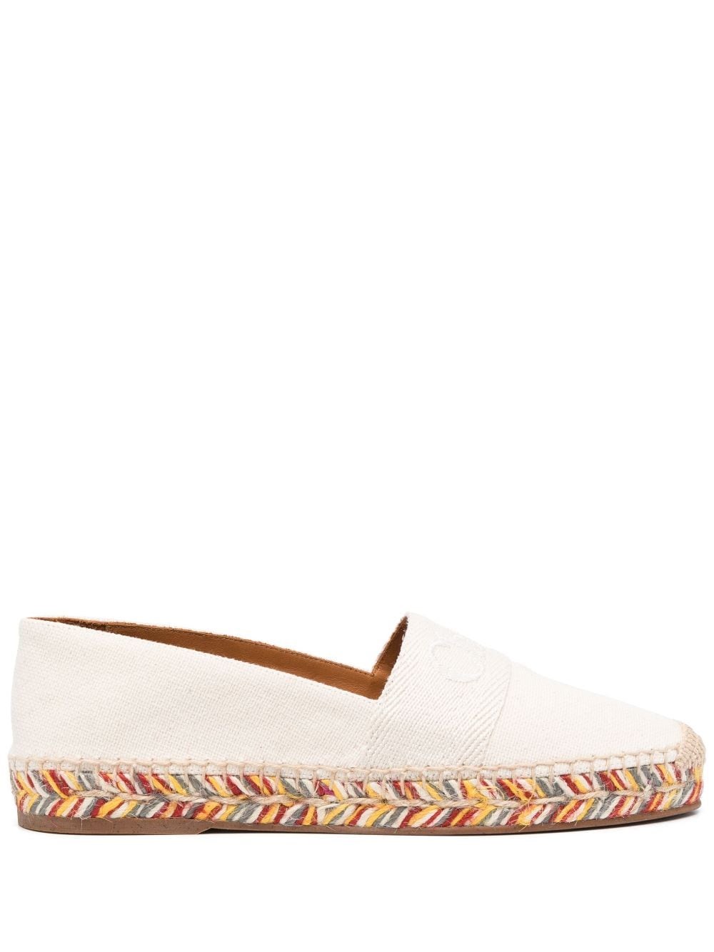 Chloé Canvas And Multicolor Woven Sole Espadrilles In Gray